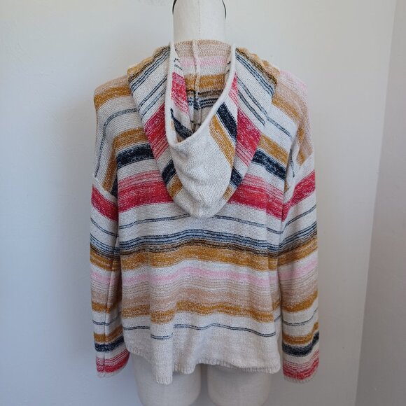 Billabong Hoodie Baja Beach Hooded Sweater Multi-Colored Stripe Womens Large - Picture 8 of 15